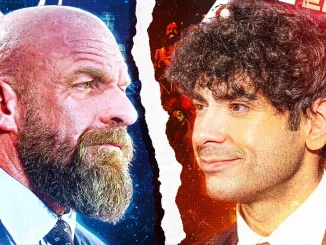Face-Off zwischen Chief Content Officer Triple H und AEW Präsident Tony Khan