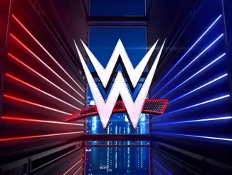 WWE Company Logo auf farbiger Stage