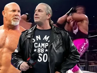 Foto mit Bill Goldberg links und Bret Hart rechts
