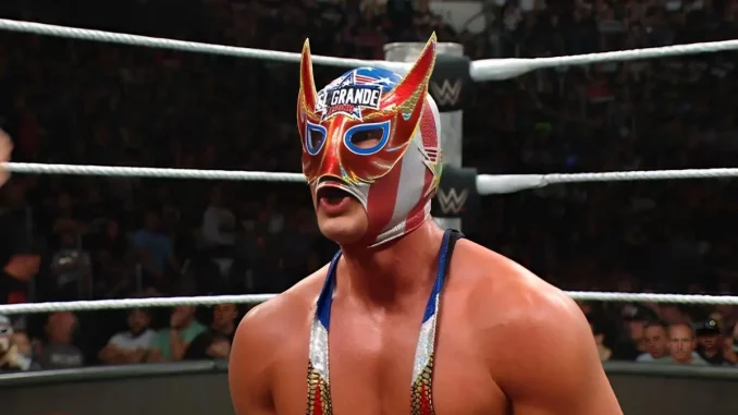 wwe-el-grande-americano-im-ring El Grande Americano mit Maske im WWE Ring