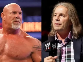 Foto mit Goldberg links und Bret Hart rechts