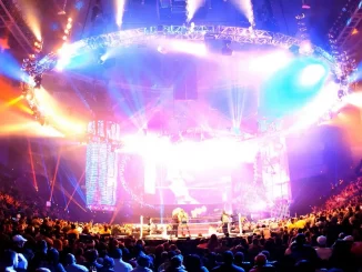 WWE Live Show mit Ring und vielen Fans in einer Arena