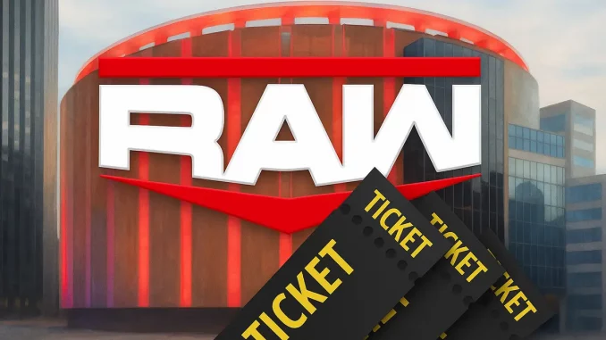 wwe-raw-tickets-msg Madison Square Garden mit Raw Logo und Tickets