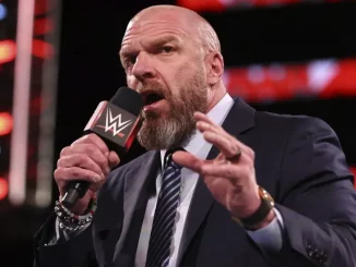 Triple H steht im Ring und liefert eine Erklärung