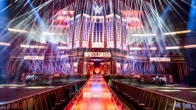 wwe-wrestlemania-stage Blick auf die gigantische WrestleMania Stage