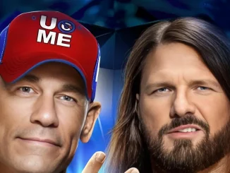 Grafik mit John Cena links und AJ Styles rechts