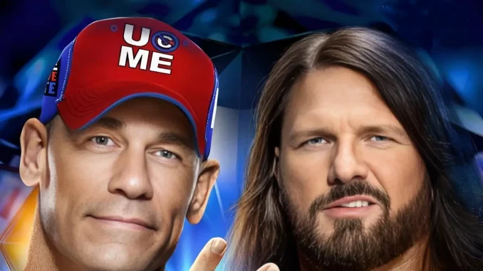 Grafik mit John Cena links und AJ Styles rechts