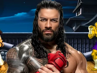 Roman Reigns vor einer Street Fighter Videosequenz