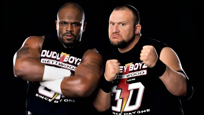 Foto mit D-Von Dudley links und Bubba Ray Dudley rechts