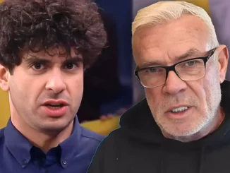 Foto mit verärgertem Tony Khan (links) und Eric Bischoff (rechts)