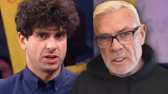 Foto mit verärgertem Tony Khan (links) und Eric Bischoff (rechts)
