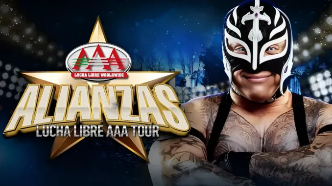 Offizielles AAA Lucha Libre AAA Tour Showlogo mit Rey Mysterio