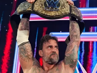 CM Punk streckt seinen WWE World Heavyweight Champion Titel in die Höhe