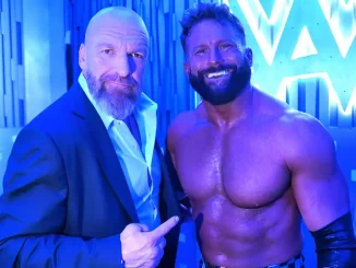 Foto mit Triple H (links) und Zack Ryder (rechts)