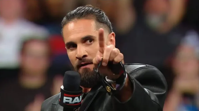 Seth Rollins streckt seinen Zeigefinger aus