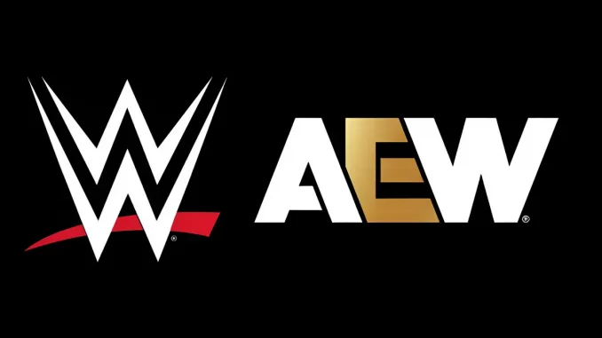 Grafik mit WWE und AEW Logo