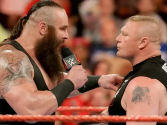 Braun Strowman und Brock Lesnar stehen sich gegenüber