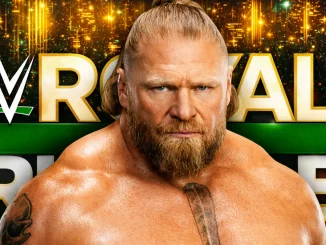 Brock Lesnar vor dem WWE Royal Rumble Riad Logo