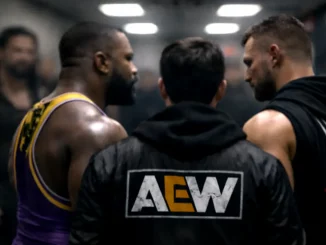 Mehrere Wrestler im Locker Room