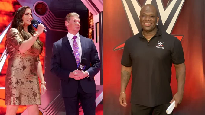 Foto mit Stephanie McMahon, Vince McMahon und D-Von-Dudley