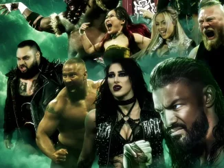 Grafik mit mehreren WWE Superstar für den den Royal Rumble