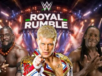 WWE Royal Rumble Arena mit Cody Rhodes, Oba Femi und Booker T