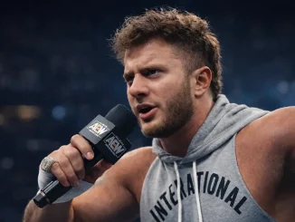 MJF teilt den Fans etwas über sein Mikrofon mit