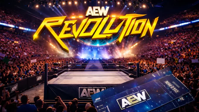 Blick in die AEW Revolution Arena mit Tickets