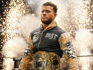 AEW World Champion MJF vor einem Feuerwerk