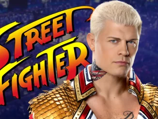 Cody Rhodes vor dem Street Fighter Logo