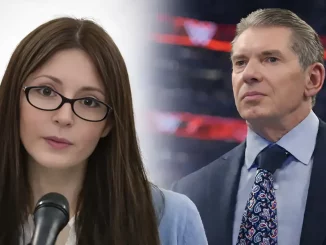Janel Grant am Mikrofon über Vince McMahon und WWE