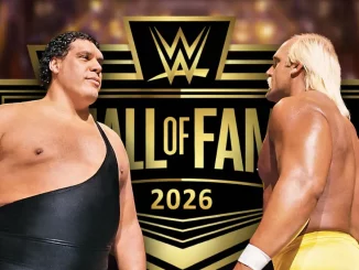André the Giant und Hulk Hogan stehen sich direkt gegenüber