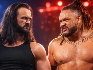 Drew McIntyre und Jacob Fatu starren sich in die Augen