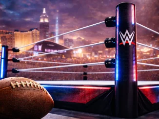Football am WWE Ring in Las Vegas bei WrestleMania