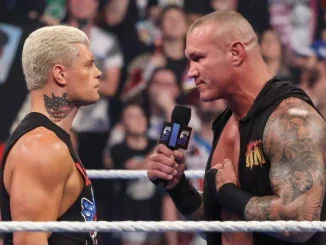 Randy Orton teilt Cody Rhodes etwas im Ring mit