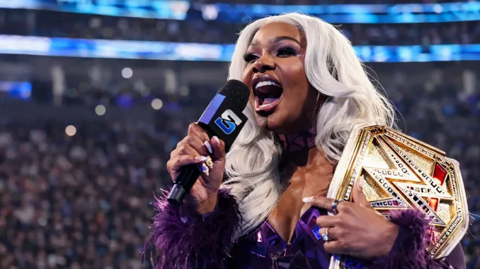 Jade Cargill steht bei WWE SmackDown im Ring und richtet Worte an das Publikum