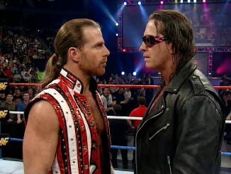 Shawn Michaels und Bret Hart stehen sich im Ring gegenüber