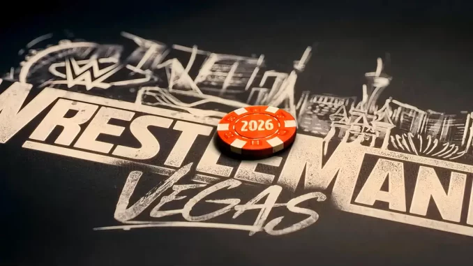 WrestleMania Vegas Logo mit rotem Chip