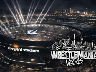 WrestleMania im Allegiant Stadium bei Nacht in Las Vegas