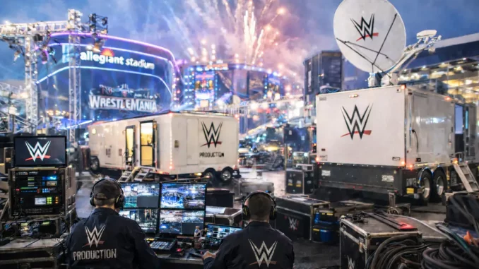 Die WWE-Technik-Crew ist für die Übertragung in Las Vegas vor Ort