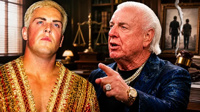 Ric Flair zeigt auf seinen Sohn David