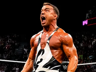 Chad Gable steht im Ring und brüllt lautstark
