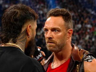 LA Knight starrt Jey Uso an