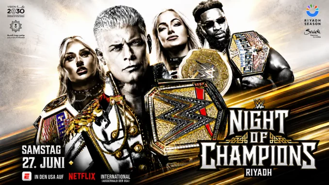 Offizielles WWE Night of Champions Promo Poster mit vier WWE Superstars
