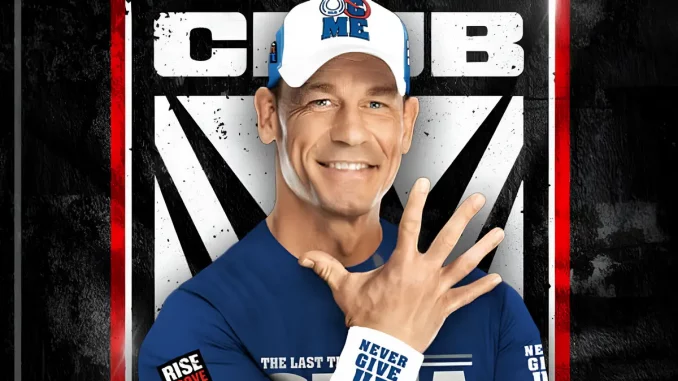 John Cena vor dem Club WWE Logo