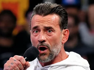CM Punk steht im Ring und spricht voller Erstaunen in ein Mikrofon