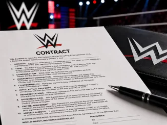 WWE Contract mit Vertragsmappe und Stift