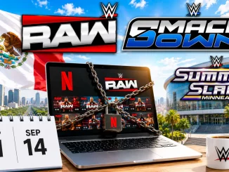 WWE Kalendergrafik mit Raw und Smackdown sowie SummerSlam und Netflix Schwerpunkt