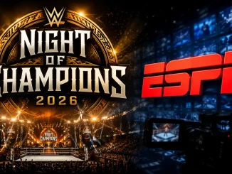 WWE Night of Champions 2026 Logo und Arena mit ESPN Logo