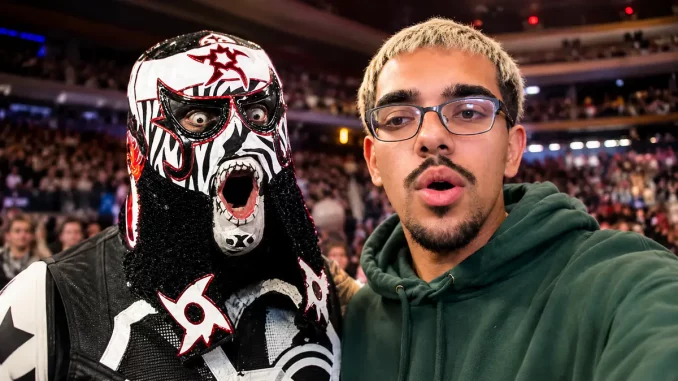 Penta und Streamer N3on in der Wrestling-Arena
